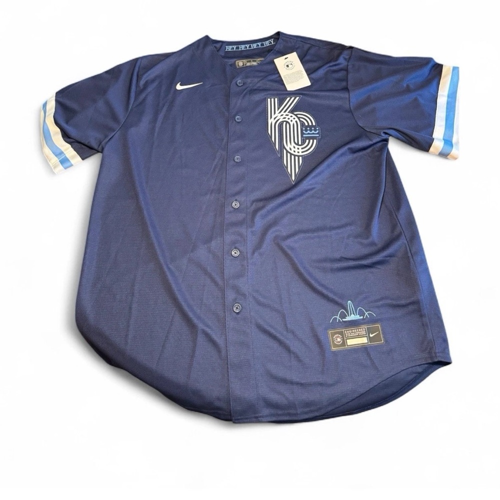 Nike Blue and White Men's Jersey